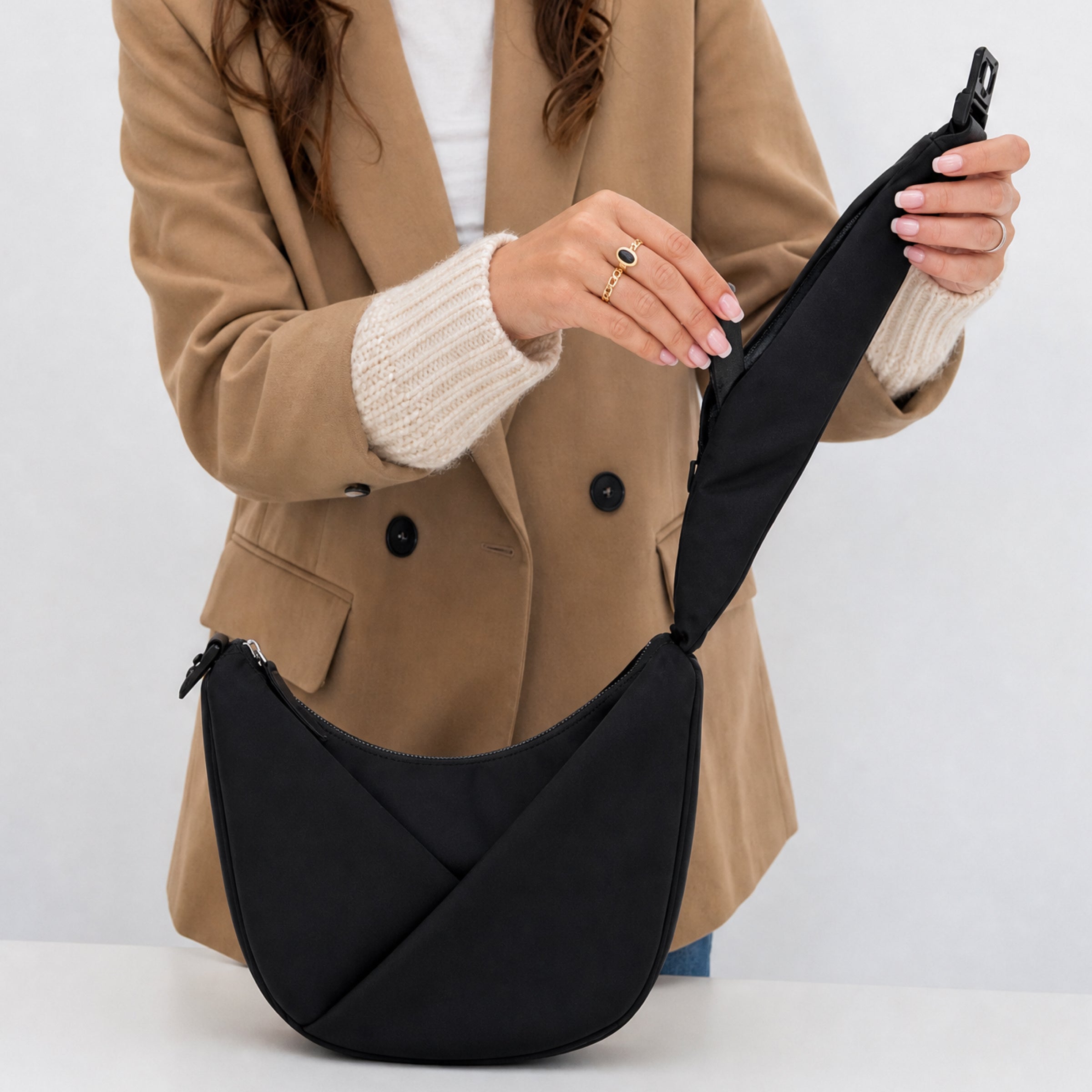 ORIGAMI CONVERTIBLE CRESCENT CROSSBODY